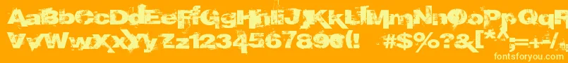 フォントEpoXY histoRy – オレンジの背景に黄色の文字
