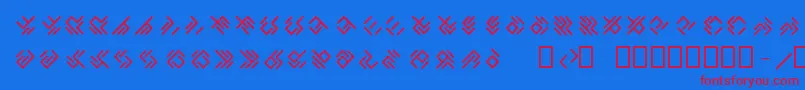 EPTA GLYPHS -fontti – punaiset fontit sinisellä taustalla