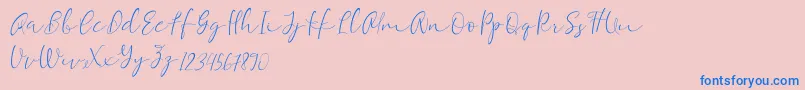 Equalizer Script Demo-Schriftart – Blaue Schriften auf rosa Hintergrund