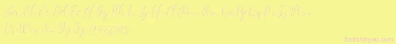 Equalizer Script Demo-Schriftart – Rosa Schriften auf gelbem Hintergrund