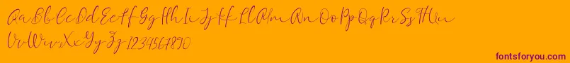 Equalizer Script Demo-Schriftart – Violette Schriften auf orangefarbenem Hintergrund