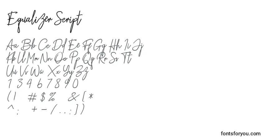 Schriftart Equalizer Script – Alphabet, Zahlen, spezielle Symbole