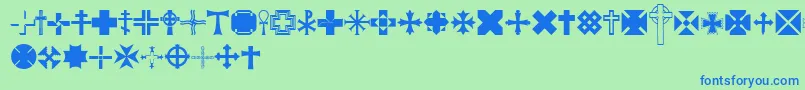 Czcionka Equis – niebieskie czcionki na zielonym tle