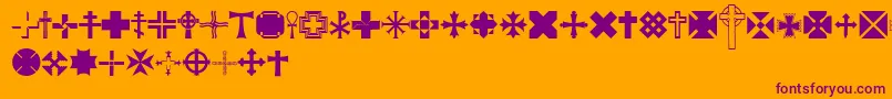Czcionka Equis – fioletowe czcionki na pomarańczowym tle
