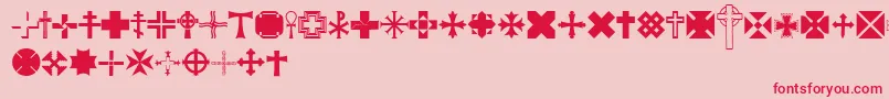 Equis-Schriftart – Rote Schriften auf rosa Hintergrund