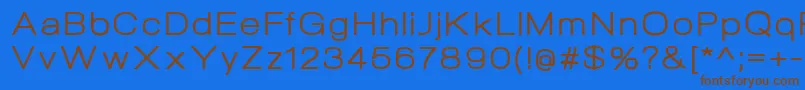 フォントNeogramRegularextd – 茶色の文字が青い背景にあります。