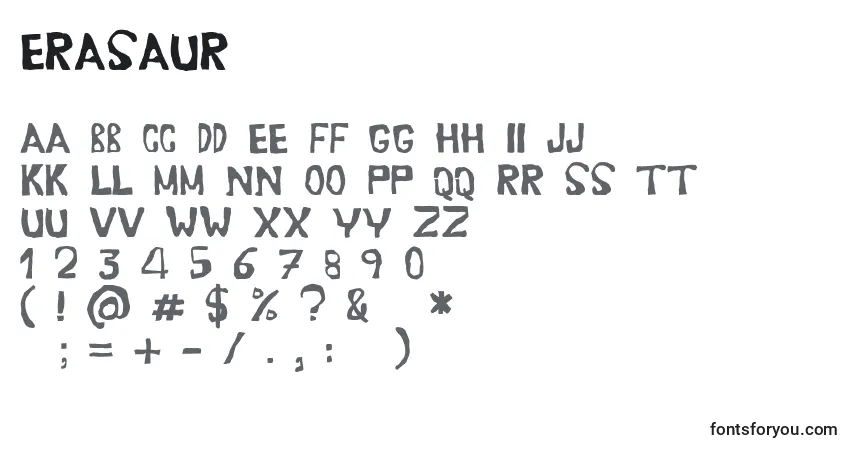 Czcionka Erasaur (126050) – alfabet, cyfry, specjalne znaki