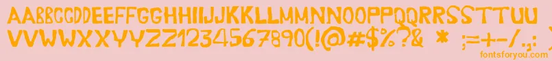 フォントErasaur – オレンジの文字がピンクの背景にあります。