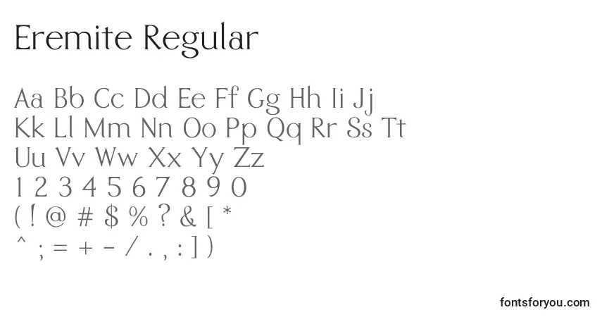 A fonte Eremite Regular – alfabeto, números, caracteres especiais