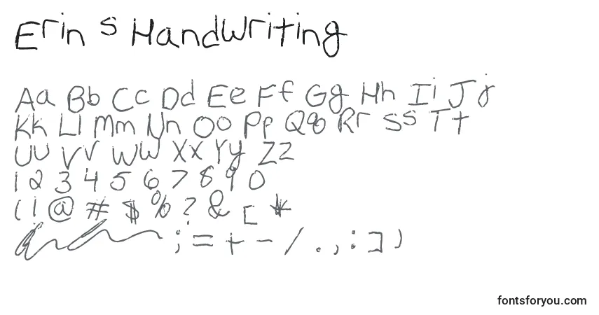Czcionka Erin s Handwriting – alfabet, cyfry, specjalne znaki
