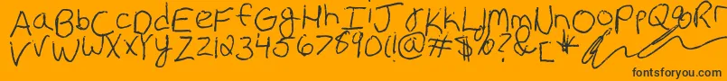 Erin s Handwriting-Schriftart – Schwarze Schriften auf orangefarbenem Hintergrund