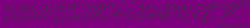 Erin s Handwriting-Schriftart – Schwarze Schriften auf violettem Hintergrund