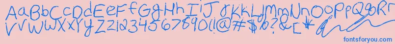 Saiba mais sobre a fonte Erin s Handwriting Fonte Erin s Handwriting – fontes azuis em um fundo rosa
