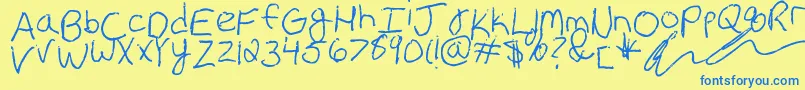 Erin s Handwriting-fontti – siniset fontit keltaisella taustalla