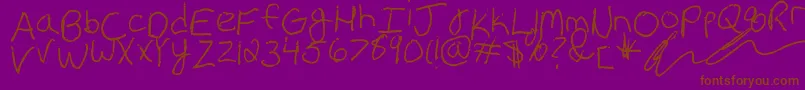 Czcionka Erin s Handwriting – brązowe czcionki na fioletowym tle