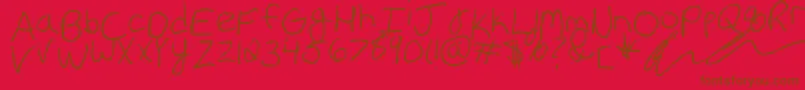 Saiba mais sobre a fonte Erin s Handwriting Fonte Erin s Handwriting – fontes marrons em um fundo vermelho