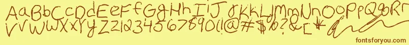 Erin s Handwriting Font – Brown Fonts on Yellow Background