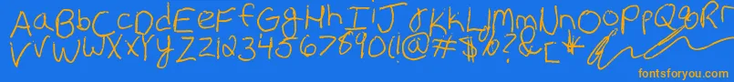 Erin s Handwriting Font – Orange Fonts on Blue Background