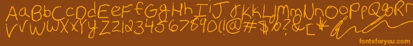 Erin s Handwriting Font – Orange Fonts on Brown Background