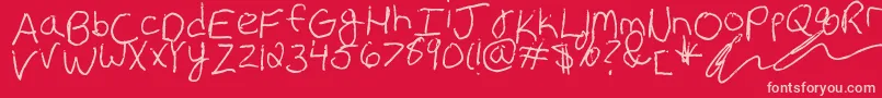 Erin s Handwriting-fontti – vaaleanpunaiset fontit punaisella taustalla