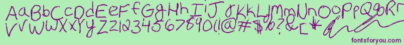 Erin s Handwriting Font – Purple Fonts on Green Background