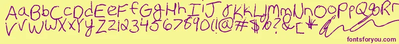 Erin s Handwriting Font – Purple Fonts on Yellow Background