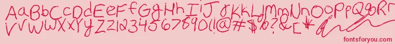 Erin s Handwriting Font – Red Fonts on Pink Background