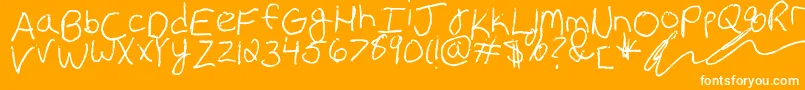 Erin s Handwriting Font – White Fonts on Orange Background