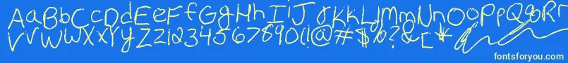 Erin s Handwriting Font – Yellow Fonts on Blue Background