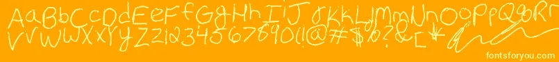 Erin s Handwriting Font – Yellow Fonts on Orange Background