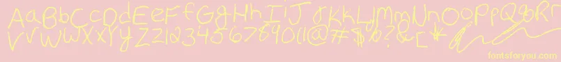 フォントErin s Handwriting – 黄色のフォント、ピンクの背景