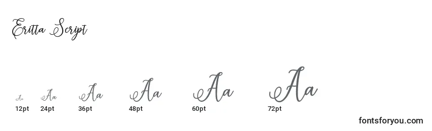 Размеры шрифта Eritta Script
