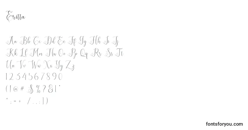 Czcionka Eritta (126059) – alfabet, cyfry, specjalne znaki