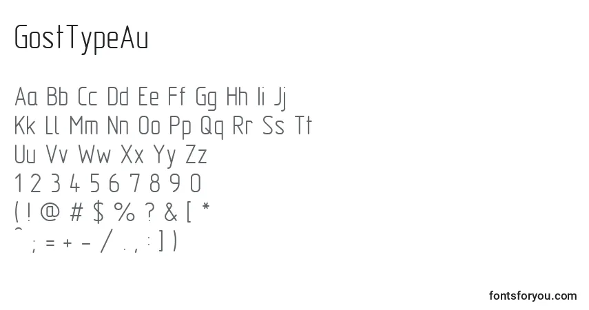 A fonte GostTypeAu – alfabeto, números, caracteres especiais