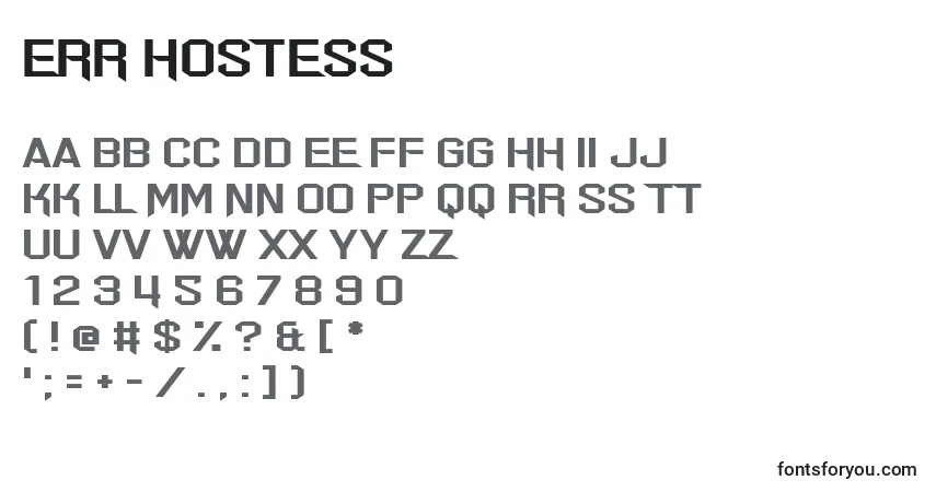 A fonte Err Hostess – alfabeto, números, caracteres especiais