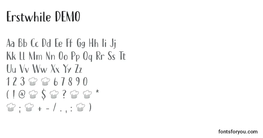 A fonte Erstwhile DEMO – alfabeto, números, caracteres especiais