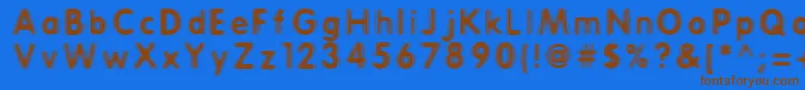 フォントERTHQAKE – 茶色の文字が青い背景にあります。
