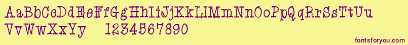 Czcionka EryxCartoonDemo – fioletowe czcionki na żółtym tle