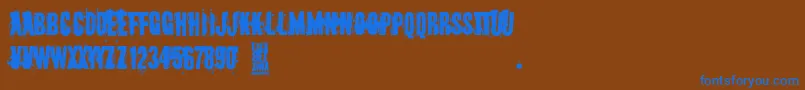 フォントEscabetxina – 茶色の背景に青い文字