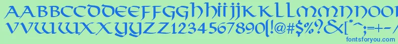 VikkingdbNormal Font – Blue Fonts on Green Background