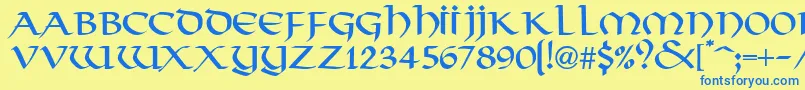 VikkingdbNormal Font – Blue Fonts on Yellow Background