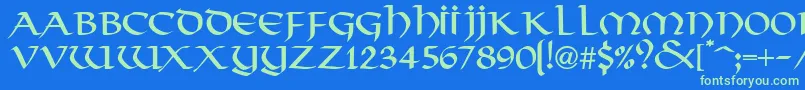 VikkingdbNormal Font – Green Fonts on Blue Background