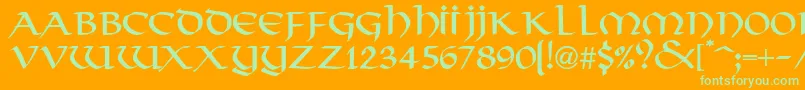 VikkingdbNormal Font – Green Fonts on Orange Background