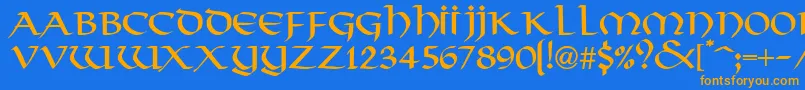 VikkingdbNormal Font – Orange Fonts on Blue Background