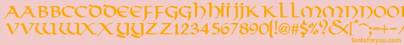 VikkingdbNormal-Schriftart – Orangefarbene Schriften auf rosa Hintergrund