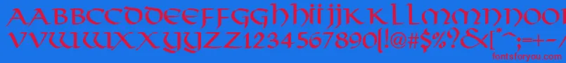 VikkingdbNormal Font – Red Fonts on Blue Background