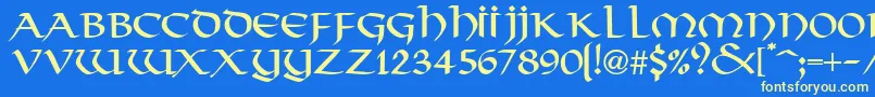 VikkingdbNormal Font – Yellow Fonts on Blue Background