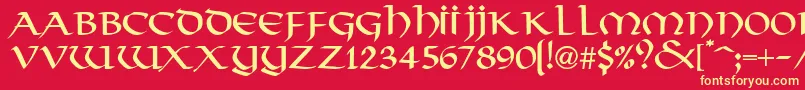 VikkingdbNormal Font – Yellow Fonts on Red Background