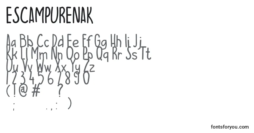 Schriftart ESCAMPURENAK (126071) – Alphabet, Zahlen, spezielle Symbole
