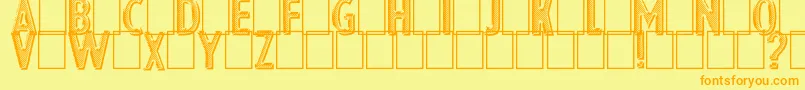 Eshop Advertフォントについての詳細 フォントEshop Advert – オレンジの文字が黄色の背景にあります。
